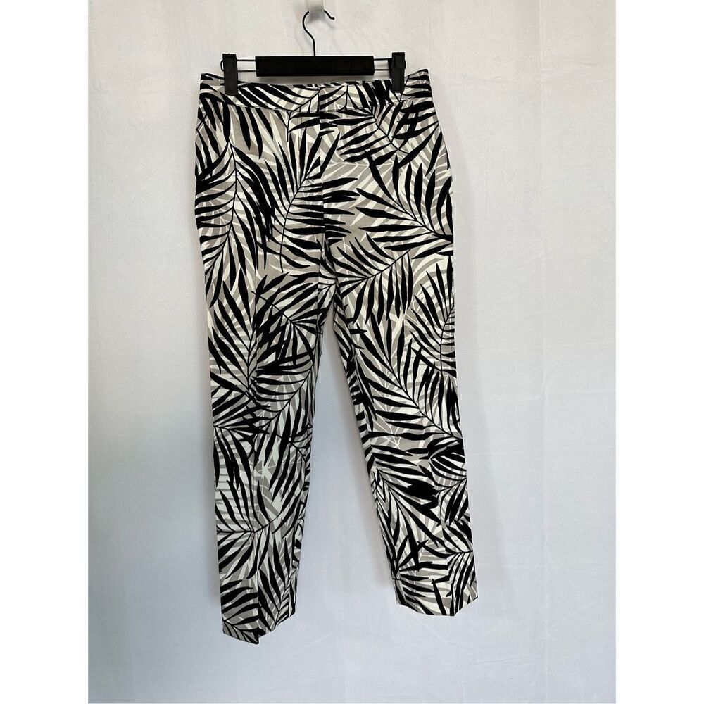 Doncaster Black White Palm Leaf Crop Pants size 2
